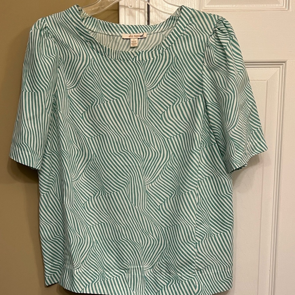 Ella Moss Teal Striped Blouse in excellent used condition